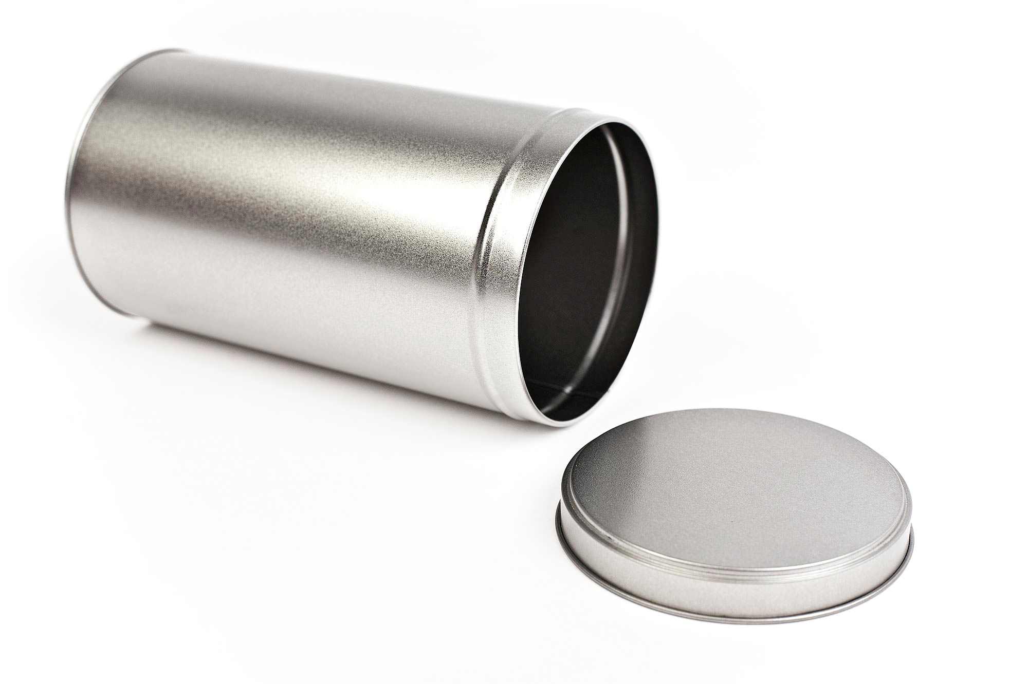 Runde Vorratsdose aus Weißblech mit Deckel