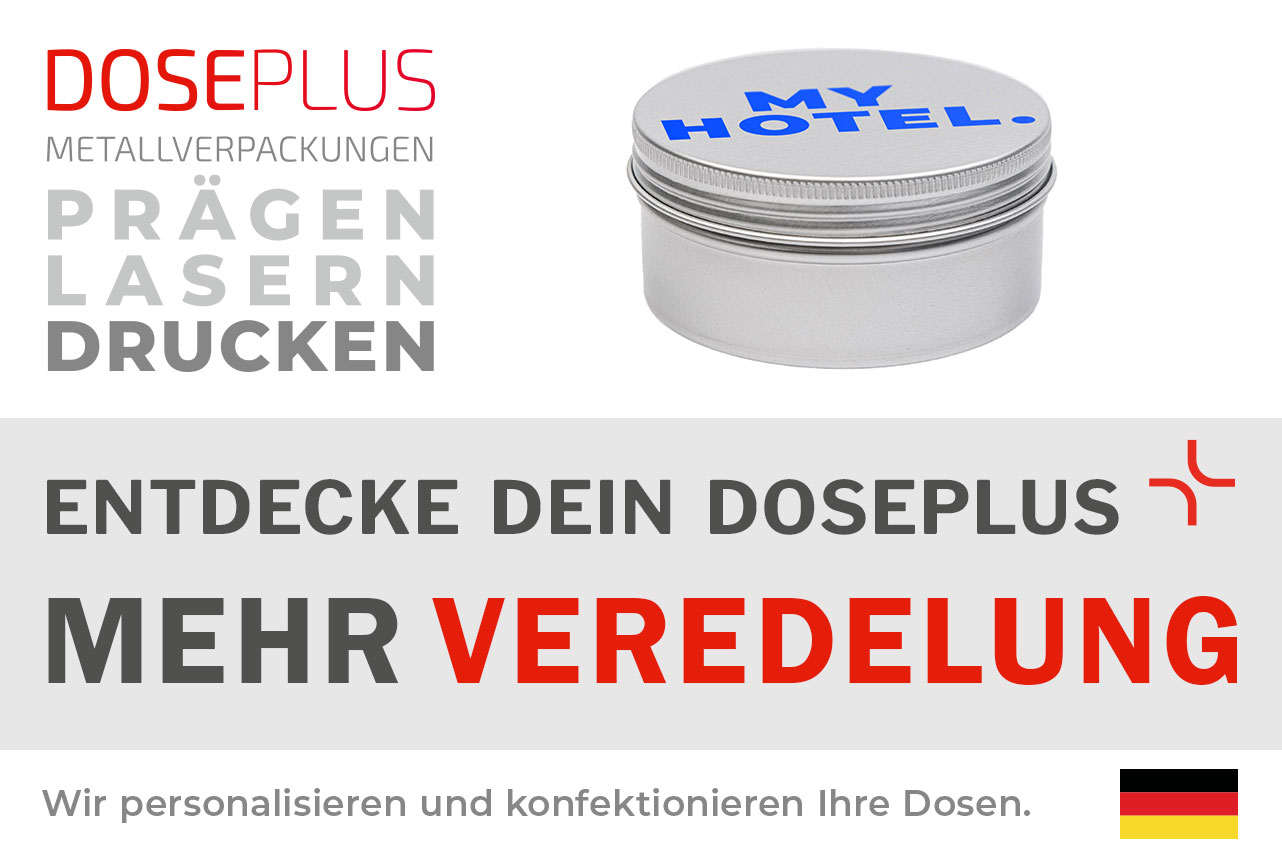 Doseplus Seifendose DSS-055 rund – entdecke dein Doseplus, mehr Veredelung. Robuste Metalldose mit praktischem Abtropfeinsatz für Seifen und Pflegeprodukte.