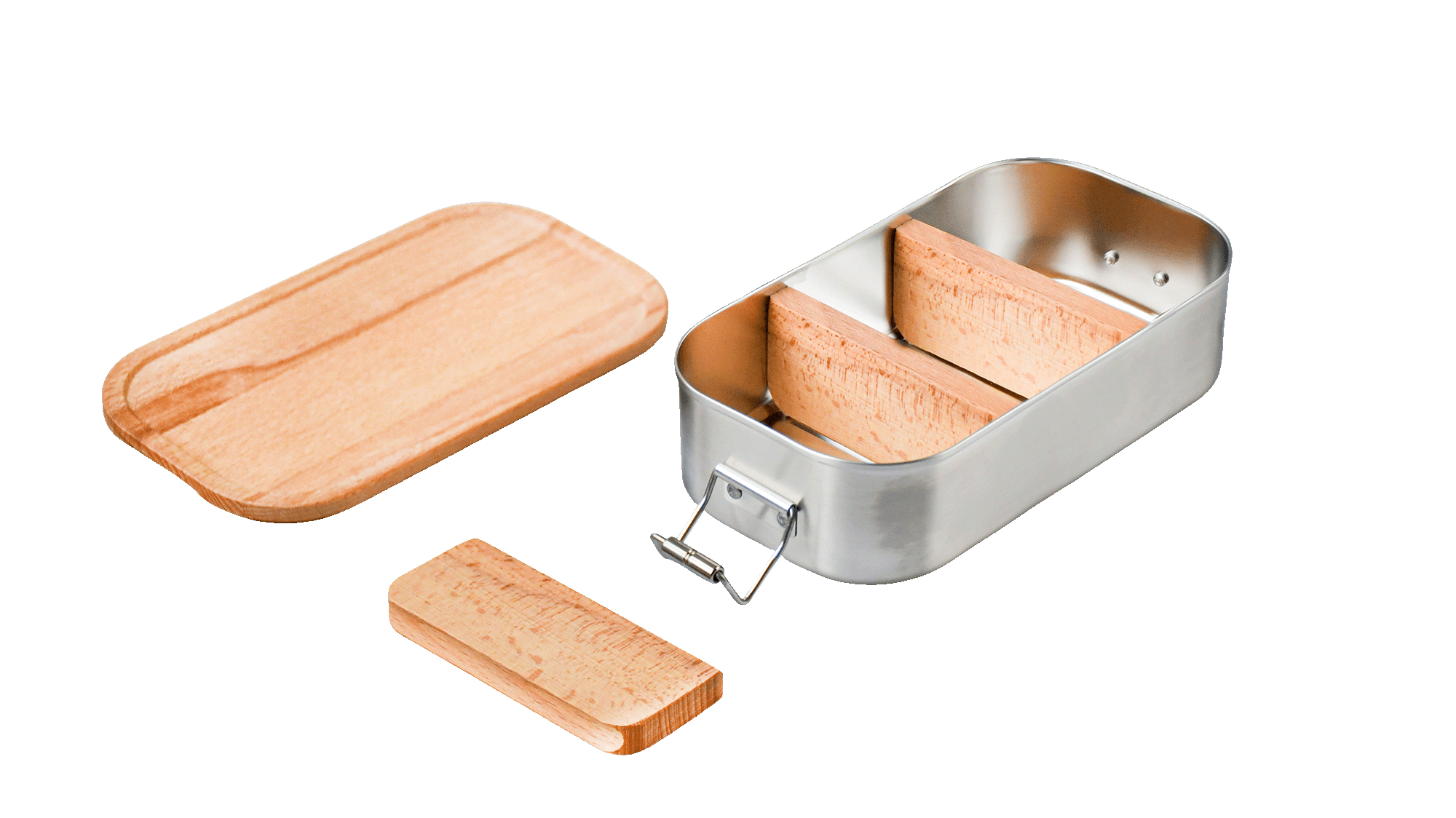 Umweltfreundlicher Lunchbox-Trennsteg aus Buchenholz