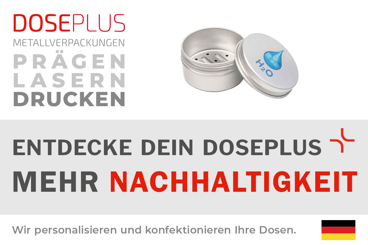 Doseplus runde Seifendose DSS-050 aus Aluminium – entdecke dein Doseplus, mehr Nachhaltigkeit. Ideal für feste Seife und plastikfreie Badezimmerartikel.