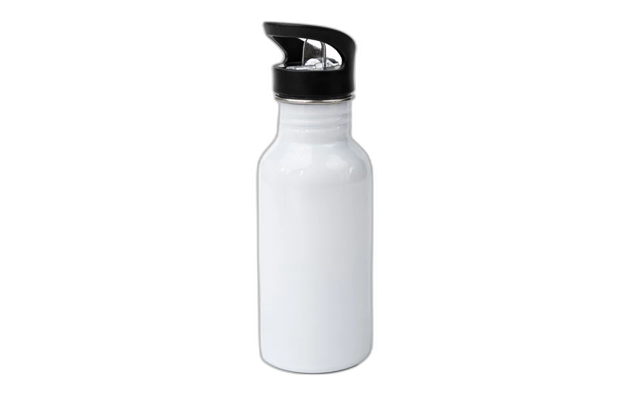 Edelstahl Trinkflasche mit Strohhalm