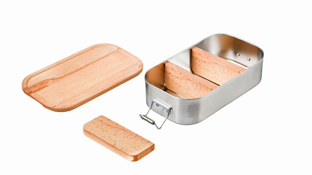 Umweltfreundlicher Lunchbox-Trennsteg aus Buchenholz