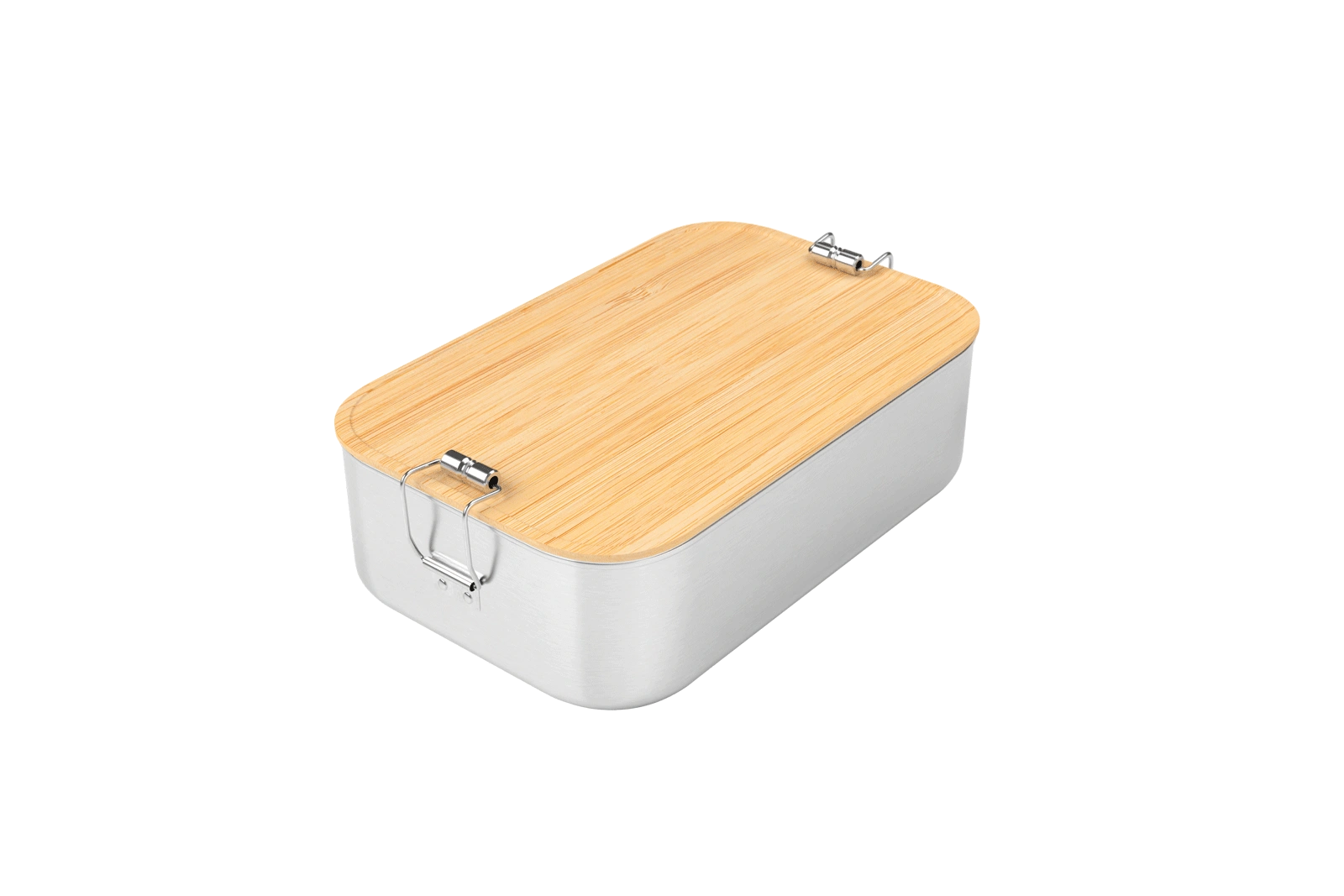 Große Edelstahl Lunchbox mit Bambusdeckel – geschlossen