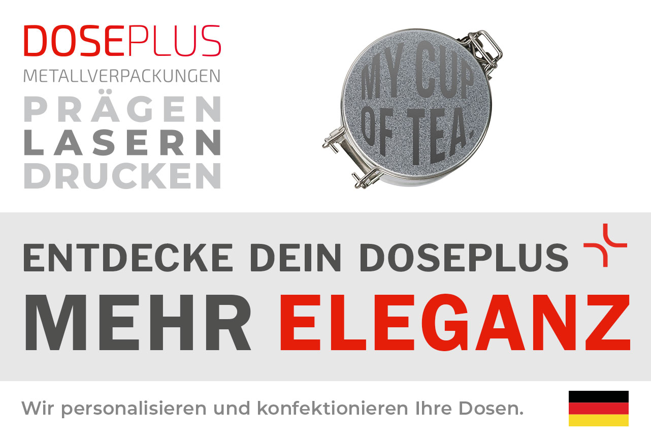 Runde Bügelverschlussdose DSA 001 von Doseplus – Banner: Entdecke dein Doseplus, mehr Eleganz. Ideal als Vorratsdose für Tee, Kaffee oder Lebensmittel.