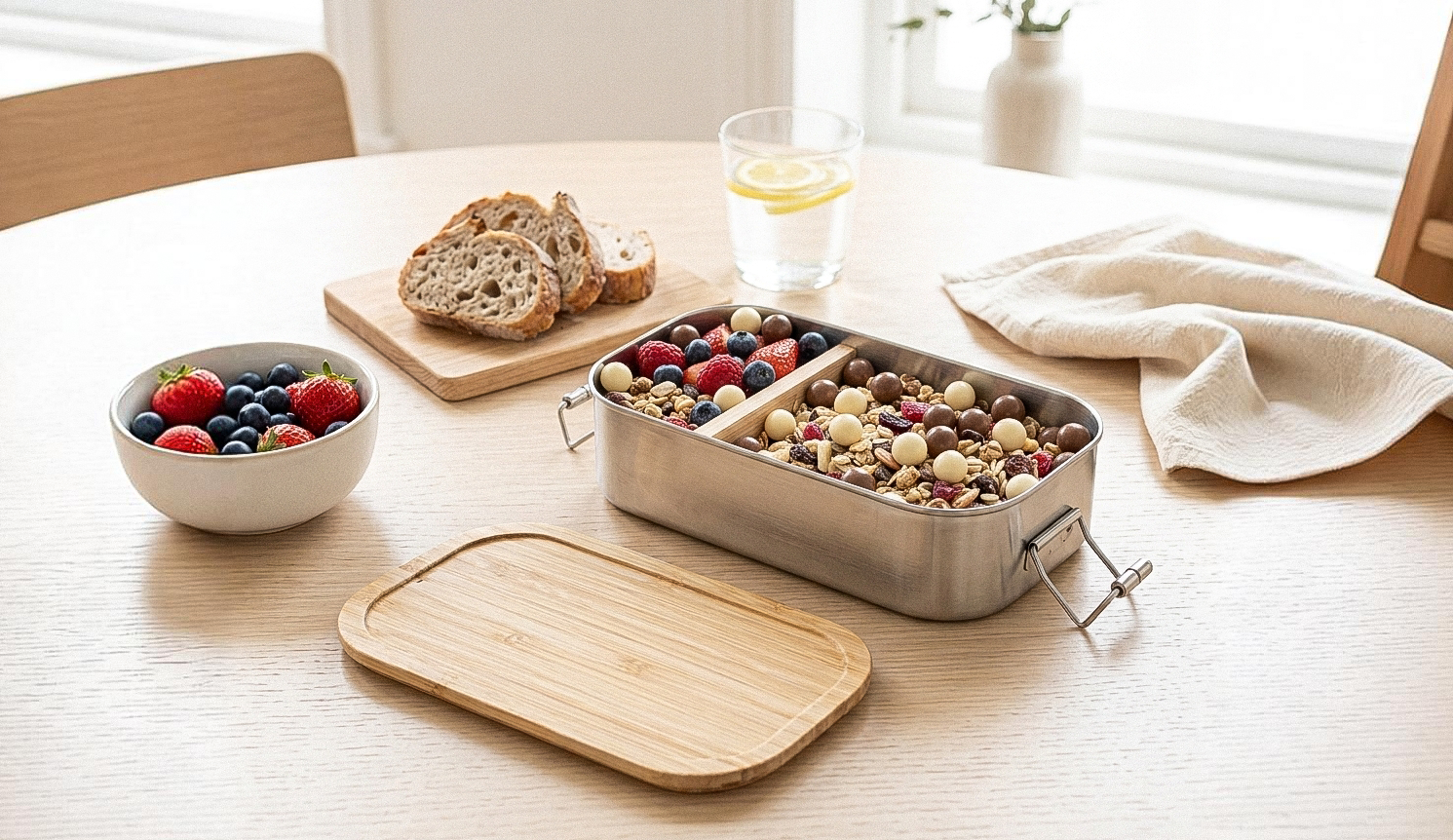 Bambus-Trennsteg für Junglesnack Lunchbox – Bento-Option für Click & Classic Modelle