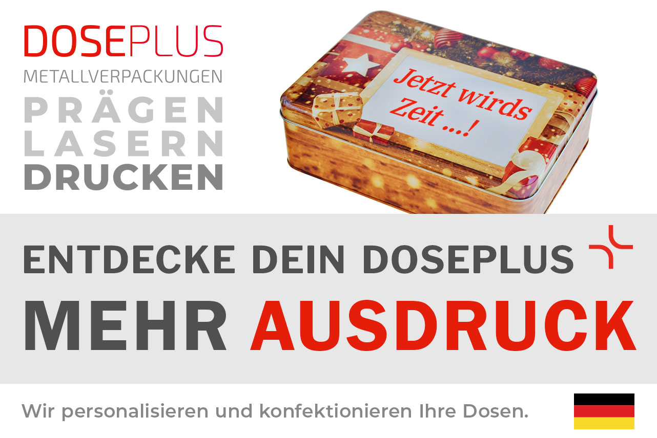 Bedruckte Gebäckdose DSE 091 im vollflächigen Offsetdruck ab 2.000 Stück