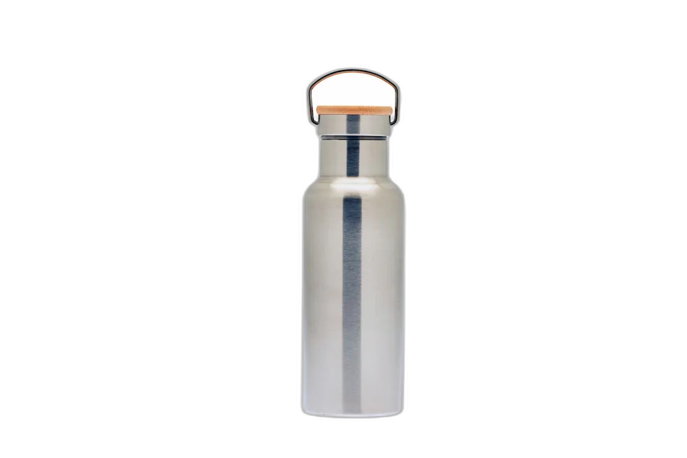 500ml Edelstahl Trinkflasche mit Bambusdeckel