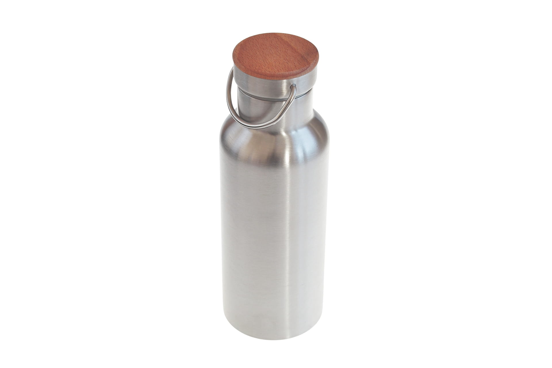 Design Trinkflasche Edelstahl mit Holzdeckel – personalisierbar per Lasergravur