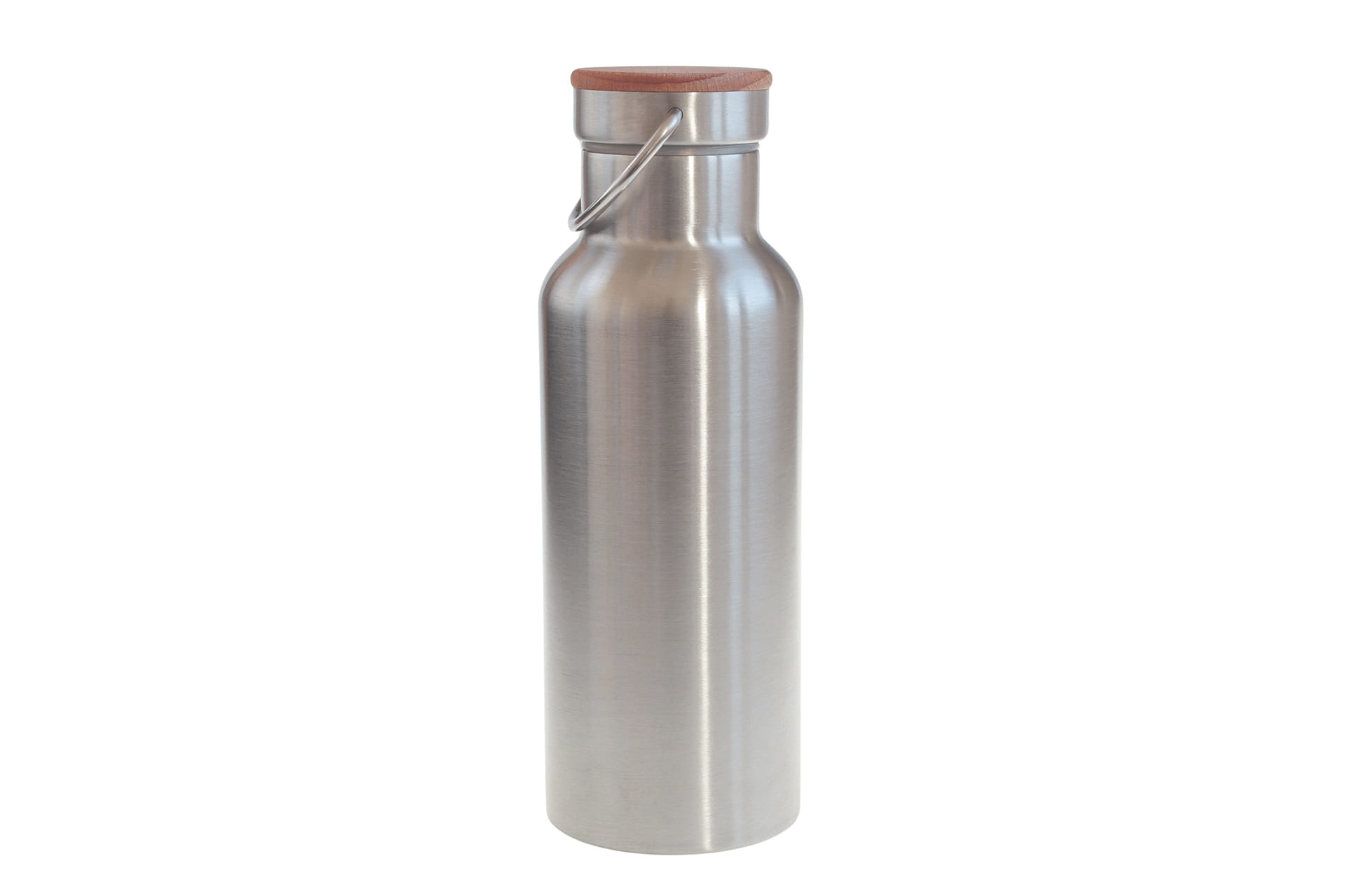 Edelstahl Trinkflasche 500ml mit Buchenholzdeckel – nachhaltige Thermoflasche