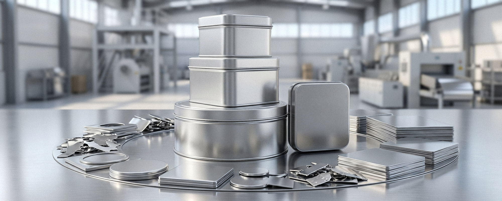 Metalldosen aus Aluminium und Weißblech in verschiedenen Größen; Verpackungslösungen mit langlebigen Materialien.