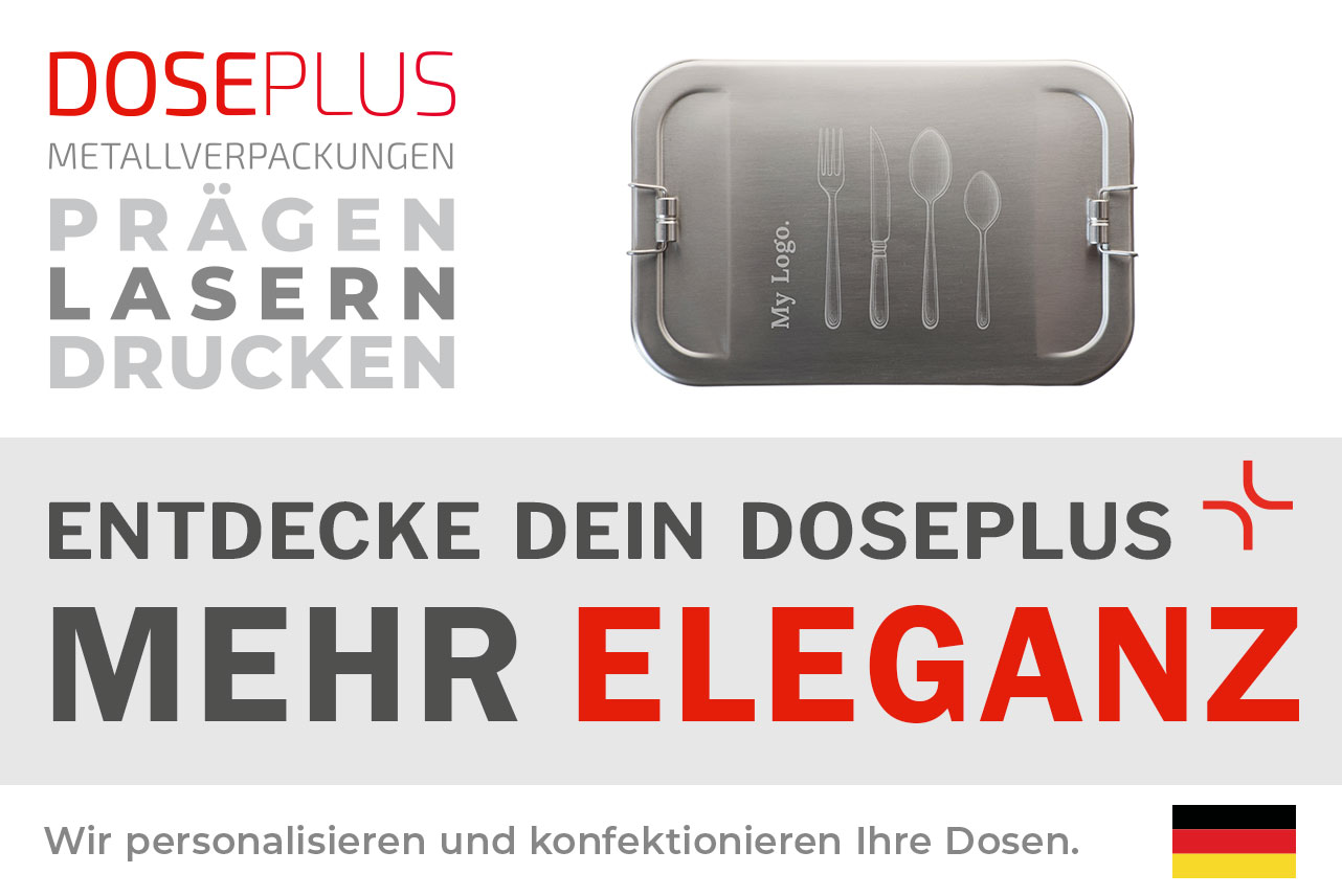 Rechteckiges Metall-Etui CP ES C7 – Banner: Entdecke dein Doseplus – Mehr Eleganz. Dezentes, modernes Döschen aus Metall ideal für individuelles Branding.