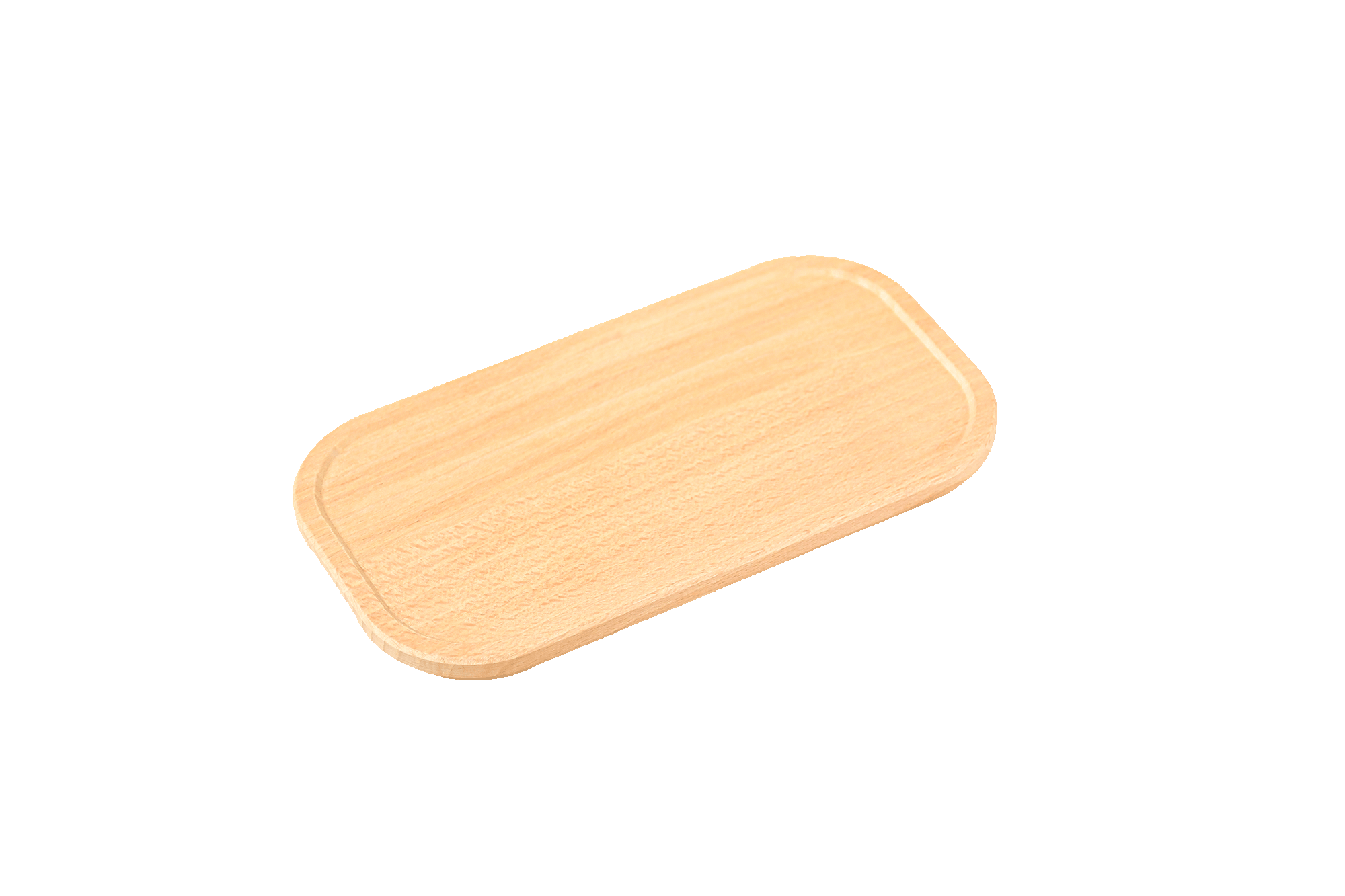 Schrägansicht Rechteckiger Holzdeckel für Lunchbox aus Buche – Ersatzdeckel aus hellem Holz auf weißem Hintergrund