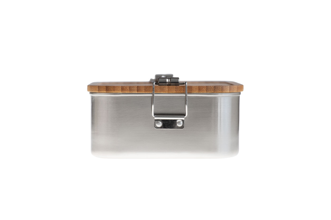 Frontansicht große Edelstahl Lunchbox 1800ml mit Bambusdeckel