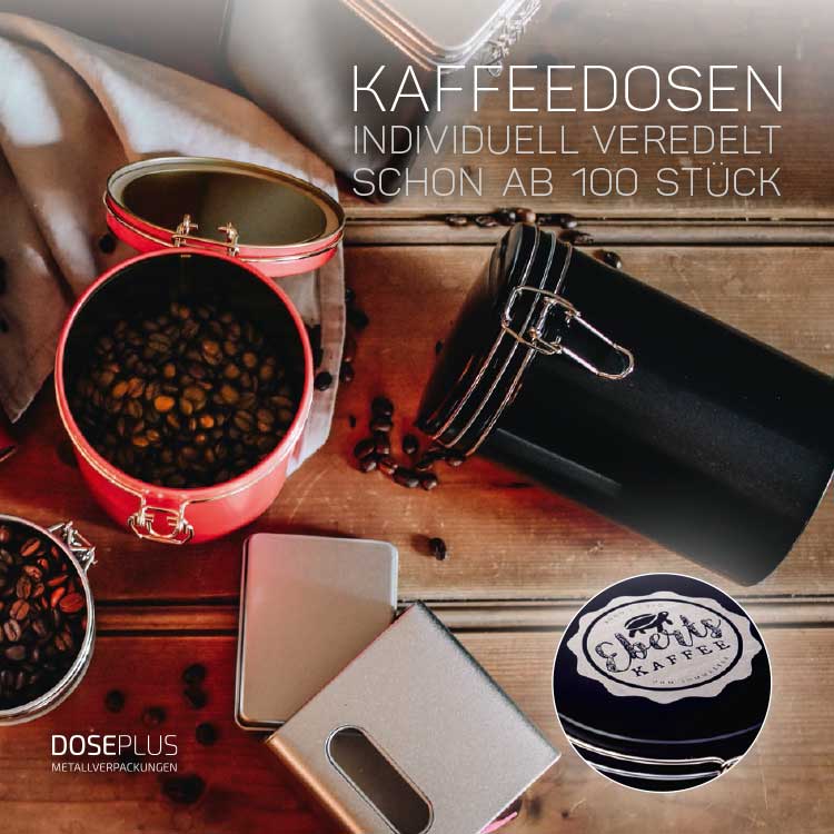 Titelseite des Info-Flyers zu Kaffeedosen von Dosplus