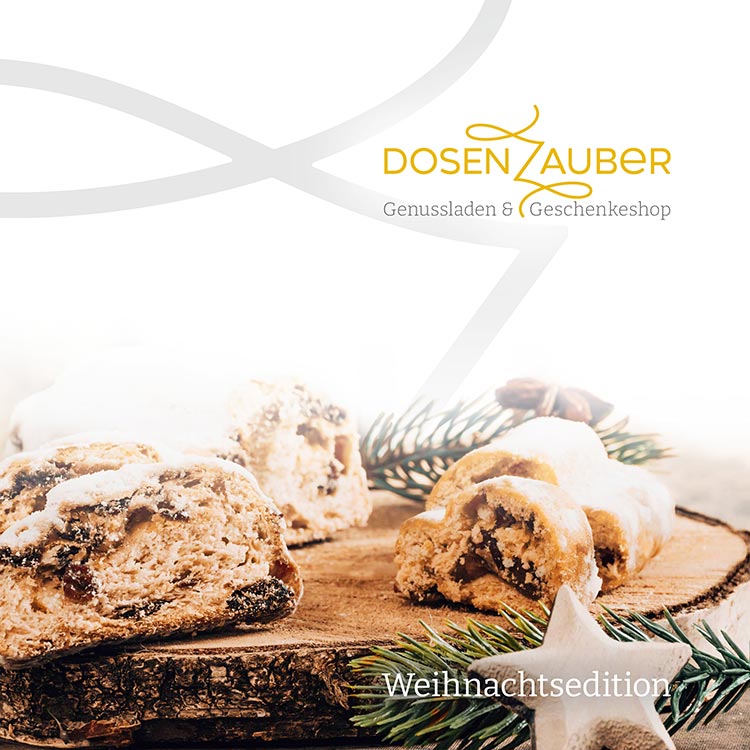 Titelseite des Dosenzauber-Katalogs Winteredition – Genussladen & Geschenkeshop.